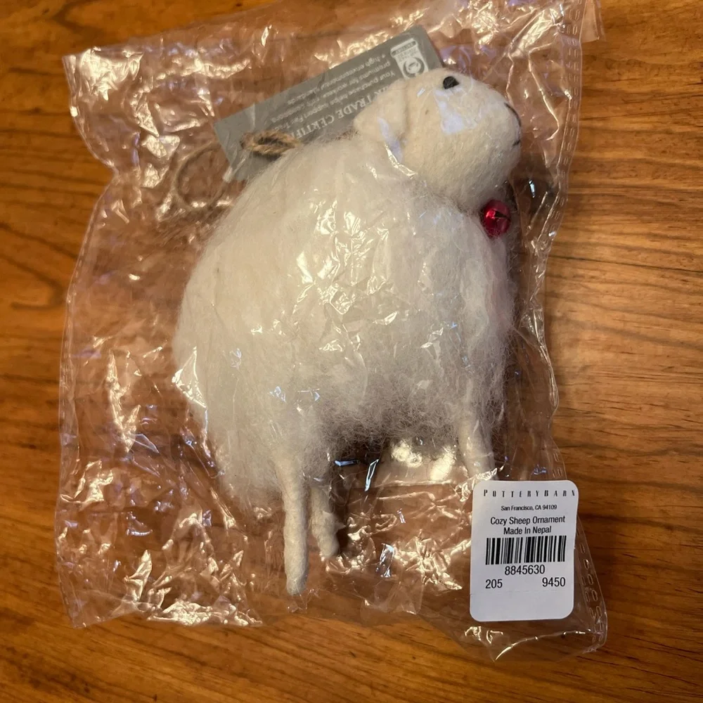 NWT - Pottery Barn Wool Sheep Ornament